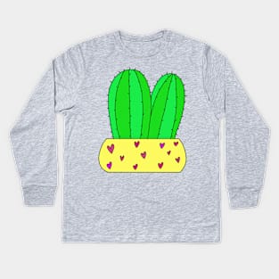 Cute Cactus Design #6: 2 Cacti In Love Kids Long Sleeve T-Shirt